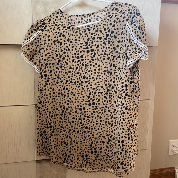Shein Allover Print Petal Sleeve Blouse - Picture 6 of 9